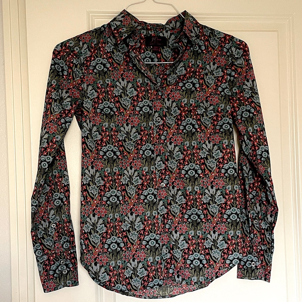 K Crew Liberty Fabric Floral Buttonup Blouse Shirt
